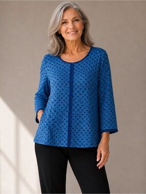NWT Habitat 73737 Chopstick Button Cotton Pucker Window Pane Tunic Sz M/L